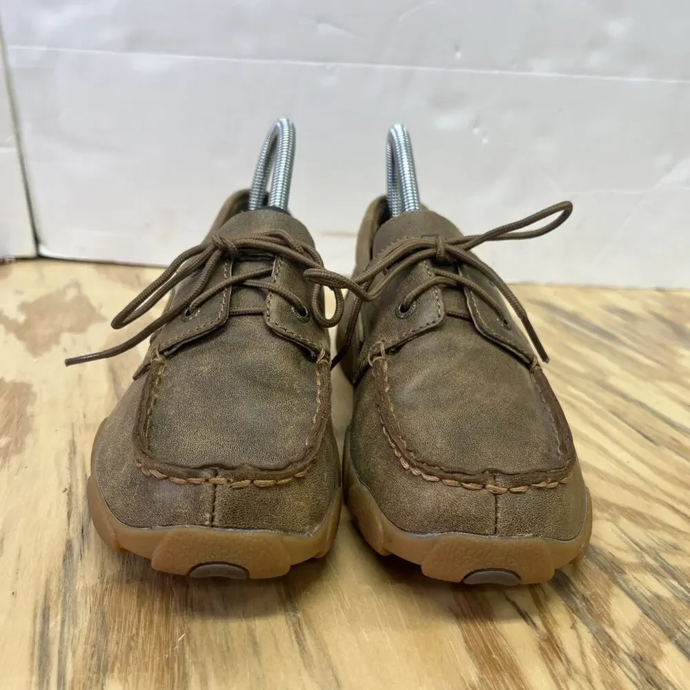Twisted X Driving Mocs Lace Up Brown Leather Shoes Youth 5M Casual Western